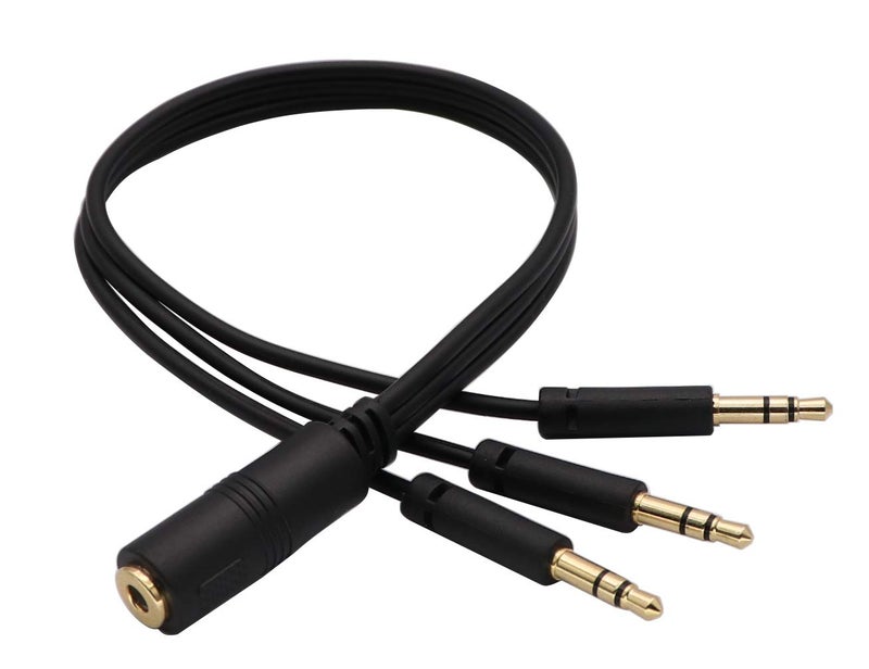 zdyCGTime 3.5mm Audio Y Splitter Headphone Cable, 3.5mm 1/8" inch Female to 3 Male Headset Mic & Stereo Audio Y Splitter Cable for Smartphone to Soundbox Adapter(30 CM/12 inch) (4-Pole) - Image 1